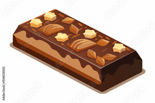 Delicious chocolate bar with nuts and caramel