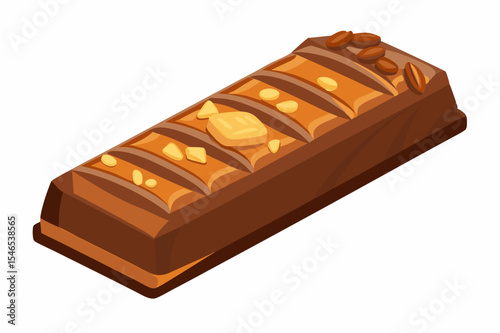 Delicious chocolate bar with caramel nuts and coffee