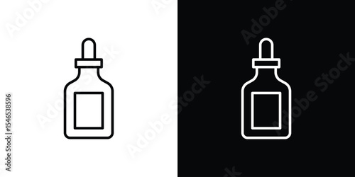 Oil dropper bottle icon in black. flat graphic vector icon