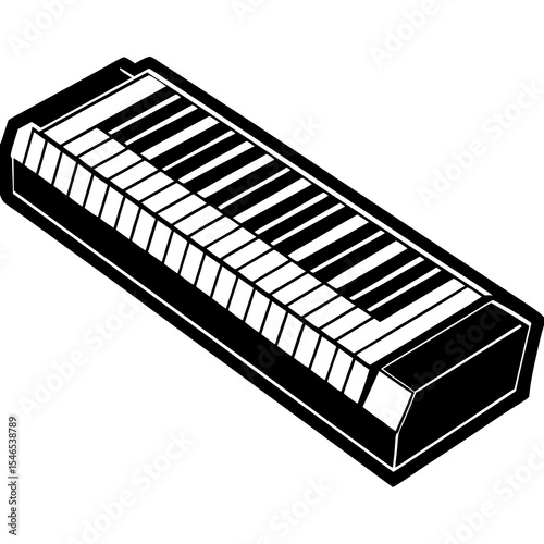 Piano keyboard isolated on white background