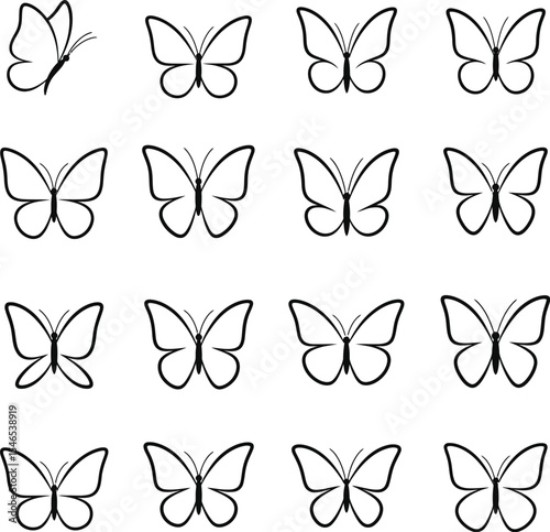 Simple Butterfly Outline Vector - Minimalist Insect Line Art
