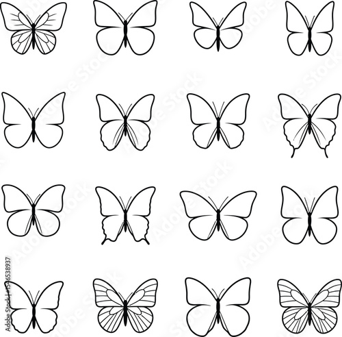 Simple Butterfly Outline Vector - Minimalist Insect Line Art