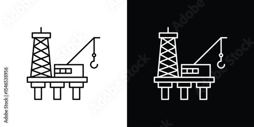 Oil platform icon in black. flat graphic vector icon