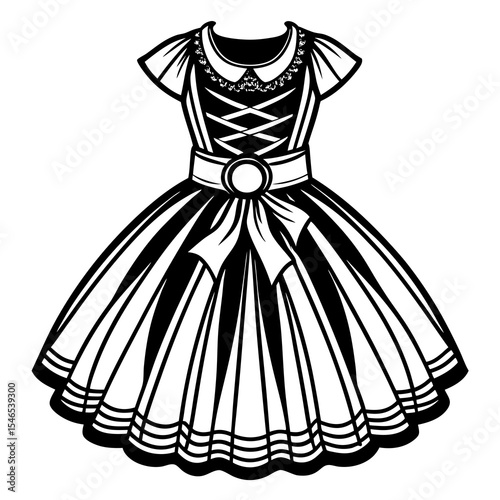 Elegant dress with ribbon isolated on white background