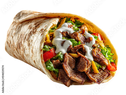 Appetizing grilled shawarma with healthy vegetables