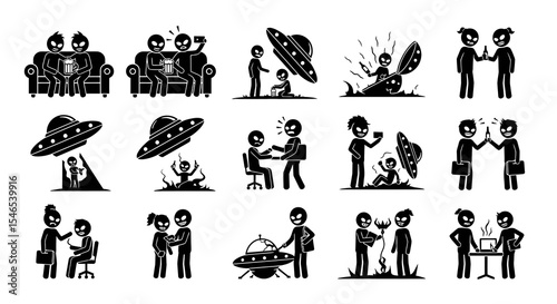 Alien Encounters: Various Situations with Ufo and People