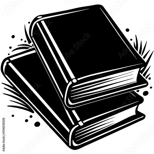 Stack of two books isolated on white background