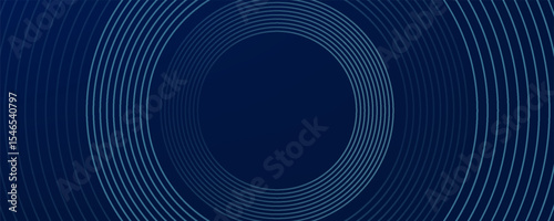 Blue abstract background with glowing circles. Swirl circular lines pattern. Geometric spiral. Twirl element. Modern graphic design. Futuristic technology concept. Vector illustration