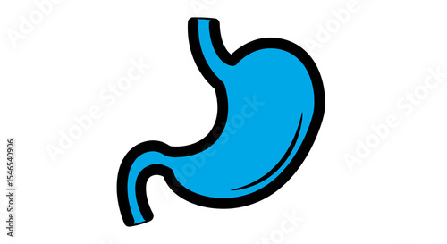 Vibrant Blue Cartoon Illustration of a Human Stomach