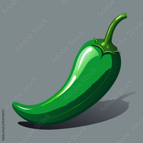 Single green jalapeno pepper illustration