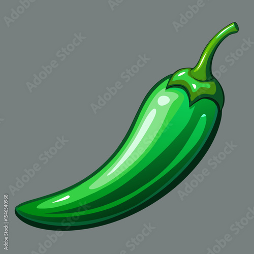 Single green chili pepper illustration