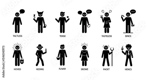 Black Stick Figures Depicting Various Negative Emotions and Feelings