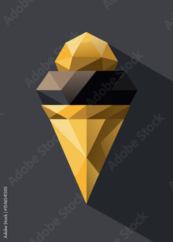 Abstract gold and black geometric ice cream cone