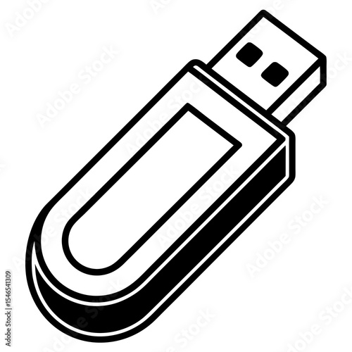 A black and white usb drive isolated on white background