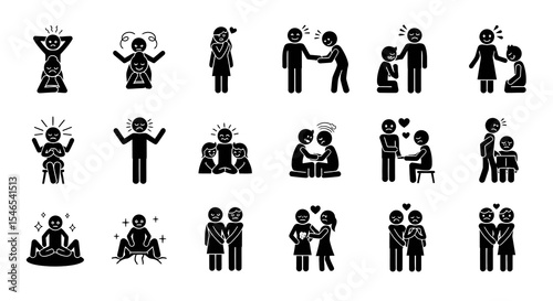 Collection of Diverse Stick Figure Illustrations Depicting Various Emotional States and Interpersonal Interactions