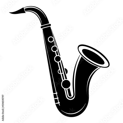 Black and white saxophone isolated on white background