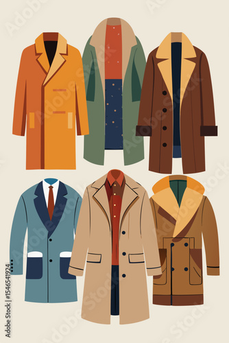 Collection of stylish autumn and winter coats