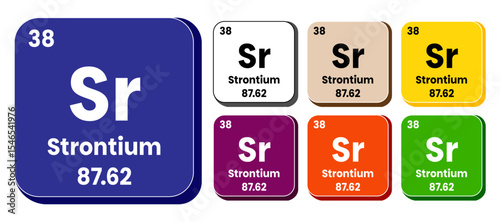 Sr, Strontium element vector icon Set, periodic table element. Vector illustration EPS 10 File. Isolated on white background.