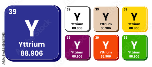 Y, Yttrium element vector icon set, periodic table element. Vector illustration EPS 10 File. Isolated on white background.