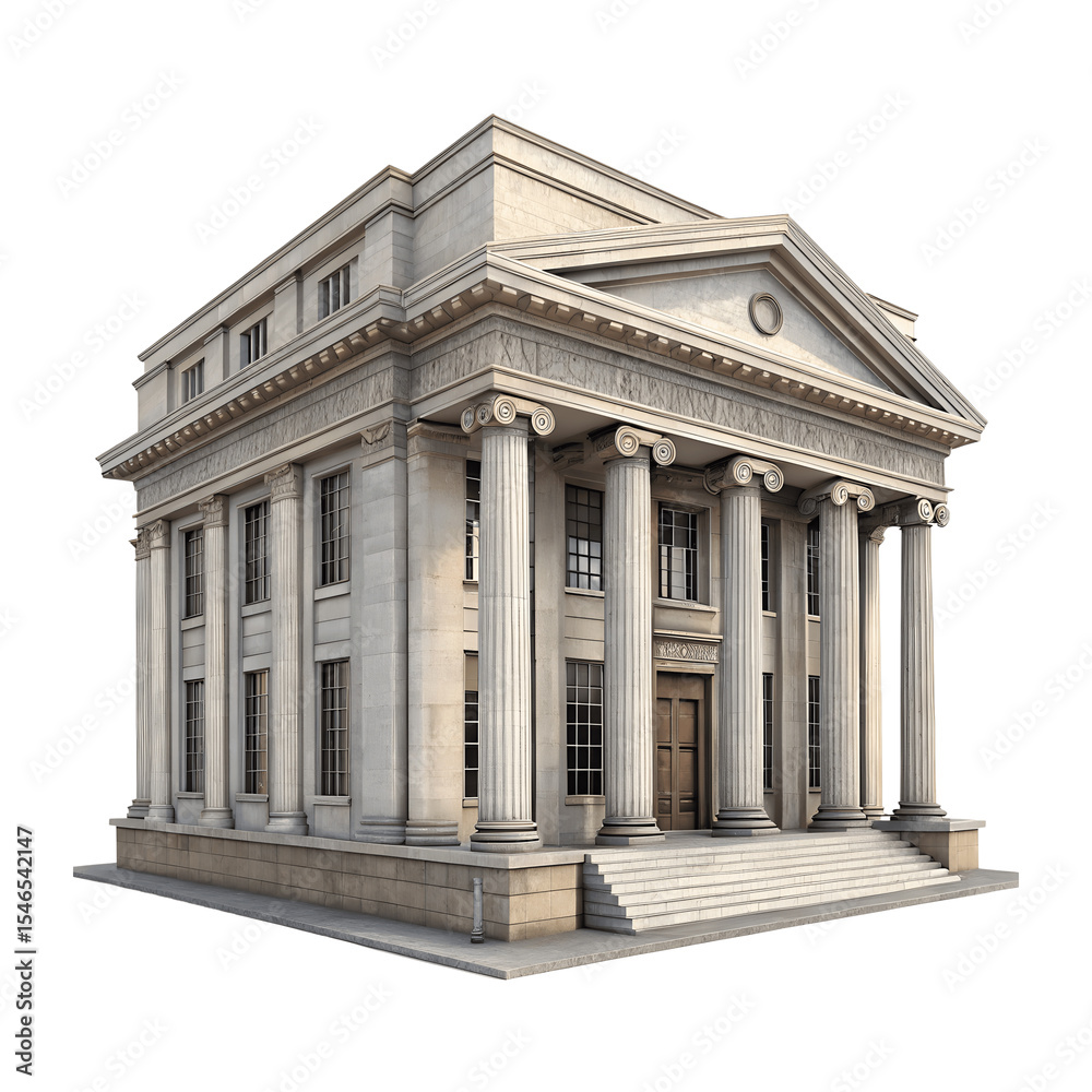 Obraz premium Classical building with columns isolated on transparent background