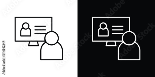 Online coaching icon in black. flat graphic vector icon
