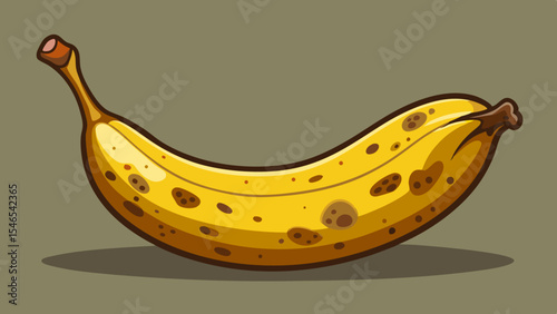 Overripe banana with brown spots illustration