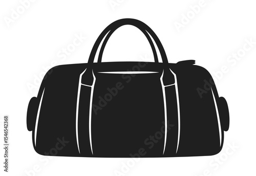 Black and white silhouette of a classic travel duffle bag