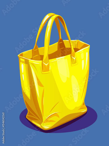 Shiny yellow tote bag fashion illustration