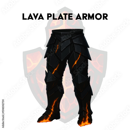 Cartoon Lava Plate Armor Leggings – Fantasy Magma Warrior Leg Armor