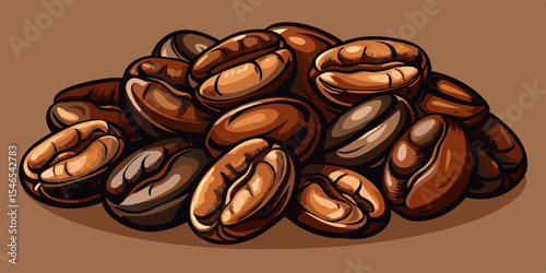 Roasted coffee beans pile illustration