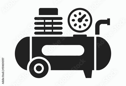Air compressor icon black and white illustration