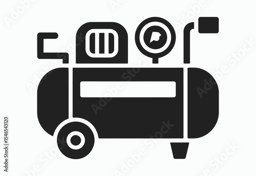 Air compressor icon black and white illustration