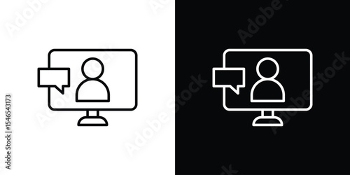 Online meeting icon in black. flat graphic vector icon