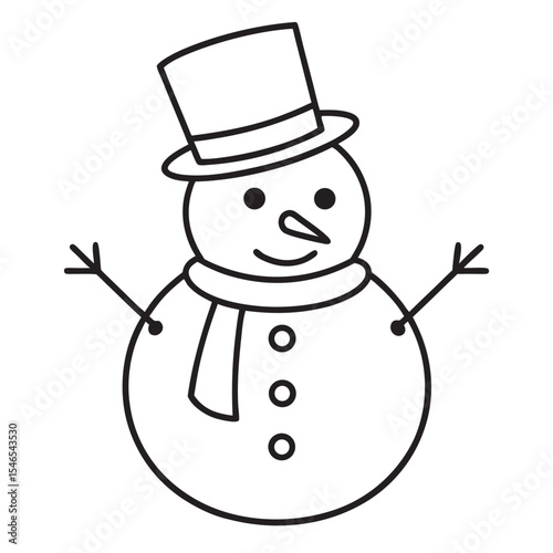 Christmas winter snowman line art  vector  silhouette snowman icon, logo vector illustration on white background