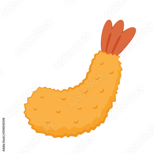Tempura fried shrimp vector isolated illustration. Tempura fried shrimp on white background.
