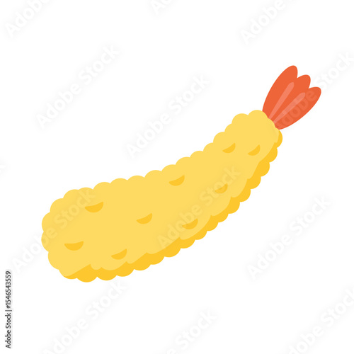 Tempura fried shrimp vector isolated illustration. Tempura fried shrimp on white background.