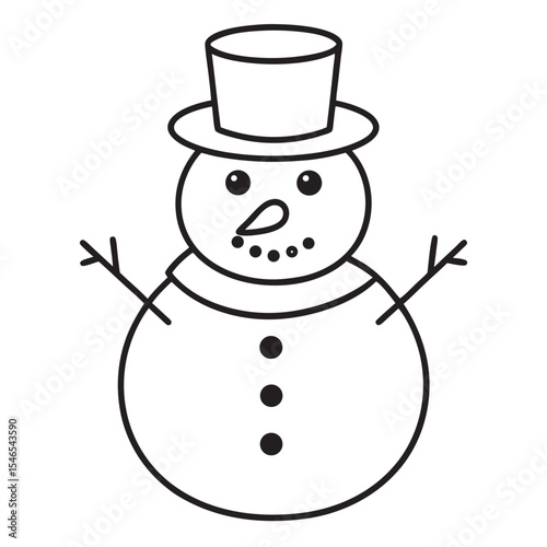 Christmas winter snowman line art  vector  silhouette snowman icon, logo vector illustration on white background