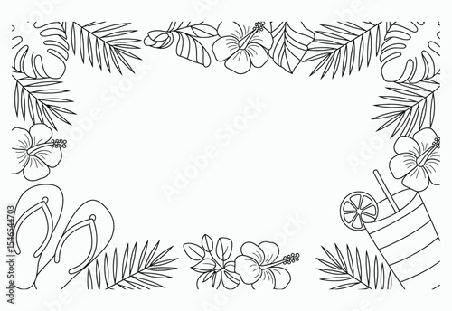 Wallpaper Mural Tropical summer border design coloring page Torontodigital.ca