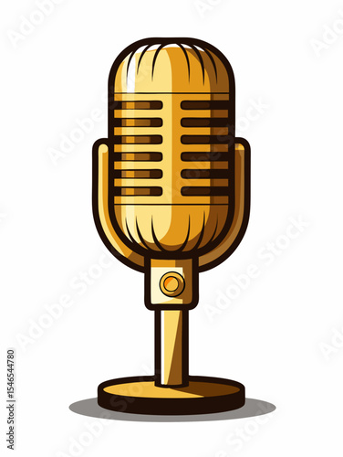 Golden retro microphone illustration design