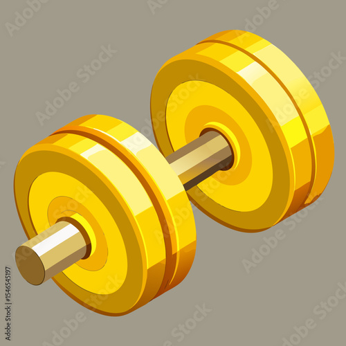 Golden dumbbell weight fitness exercise icon