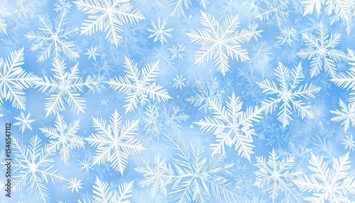 Blue Icy Snowflake Seamless Background