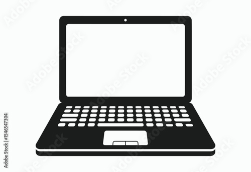 Simple black laptop icon on white background