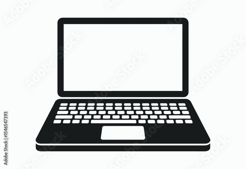 Simple black laptop icon on white background