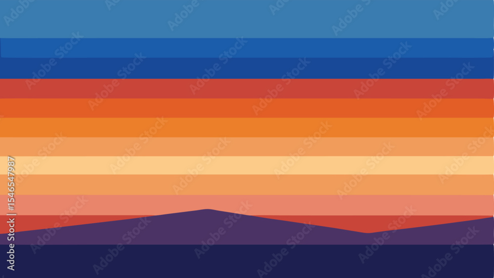 Fototapeta premium Abstract sunset gradient design with mountain silhouettes against a clear sky