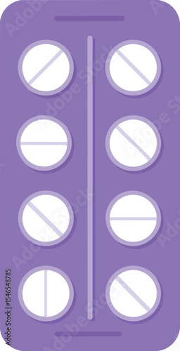 Purple blister pack of white round tablets or pills for health and medicine use in healthcare context 