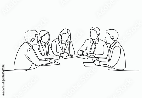 One line drawing business team meeting collaboration