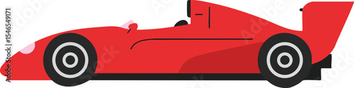 Red racing car side view illustration with aerodynamic design and black wheels for motorsport enthusiasts 