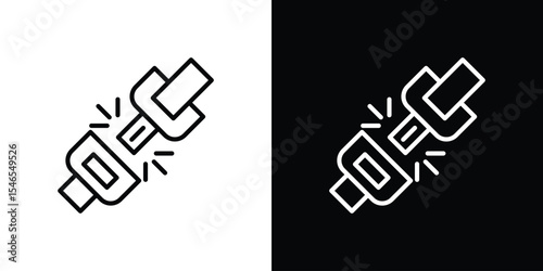 Open seat belt icon in black. flat graphic vector icon