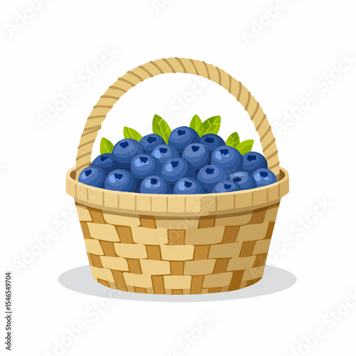 Basket of Blueberries: A rustic woven basket brimming with plump, juicy blueberries, adorned with vibrant green leaves.