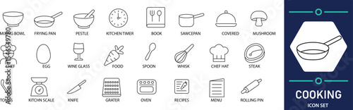  Cooking Icon Set Kitchen Tools, Chef, Food, Recipe, Culinary Icons.